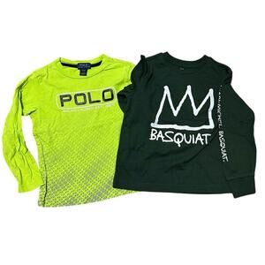Polo Ralph Lauren Gap Bundle of 2 Boys Long Sleeve Shirts Green Sz 4-5 Years Old